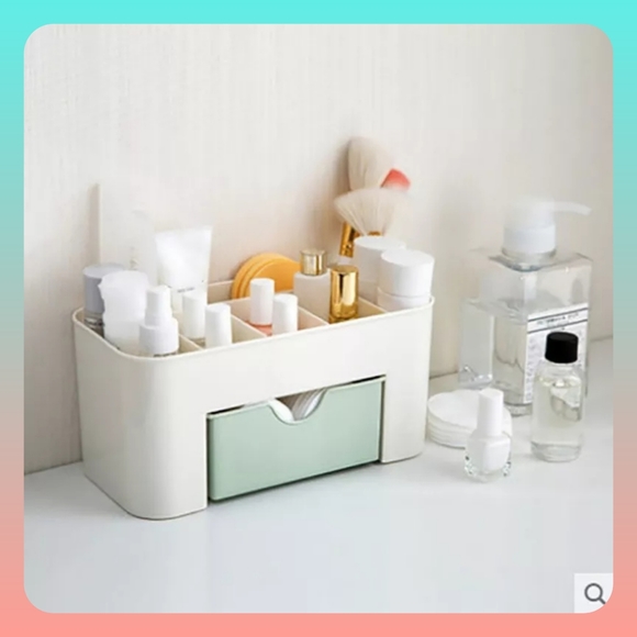 Makeup, office organizer w drawer & multiple top spots Green Drawer design - Picture 3 of 7